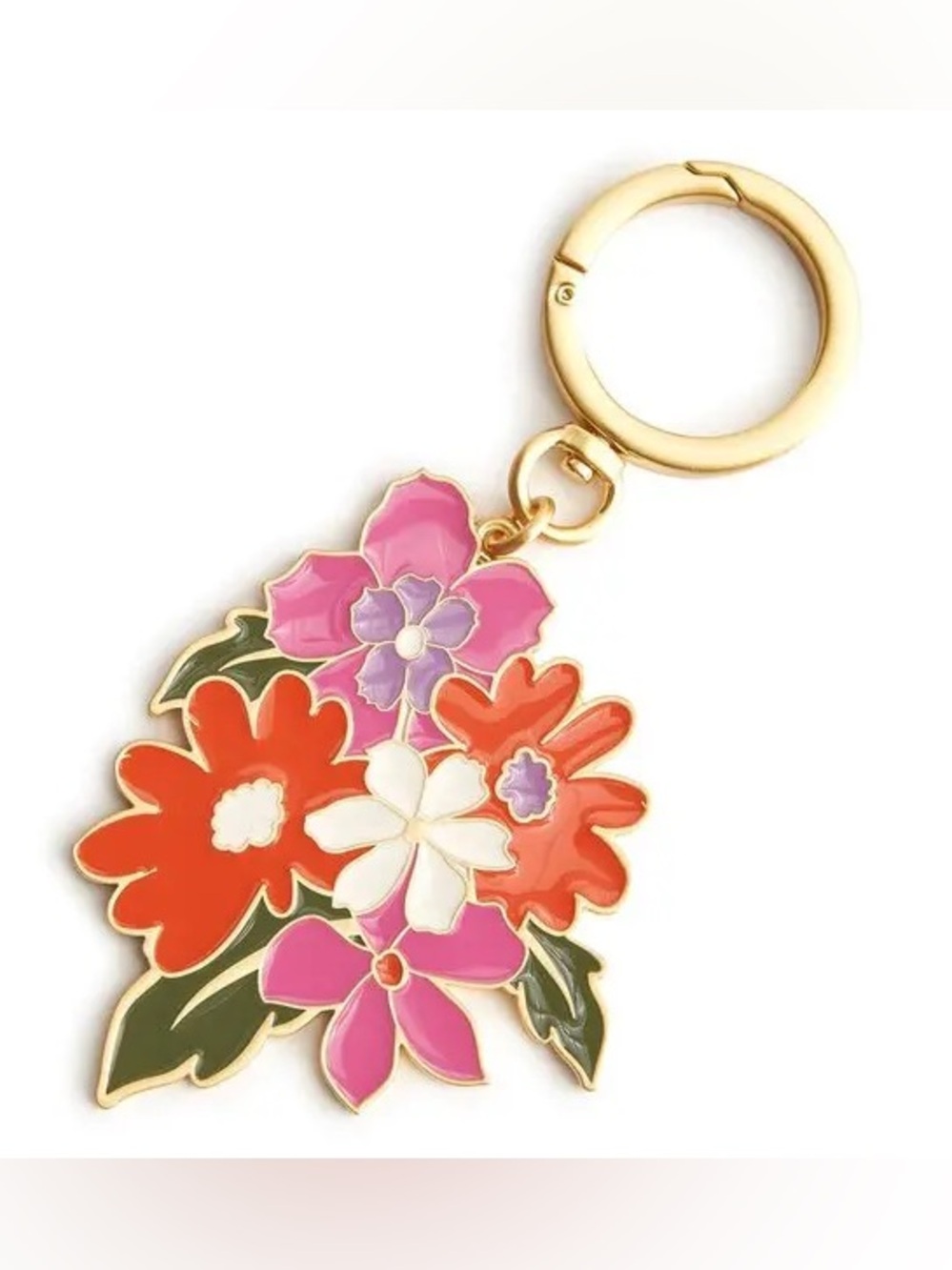 Vera Bradley Enamel Key Chain Bees Colorful Bouquet Flower Charm